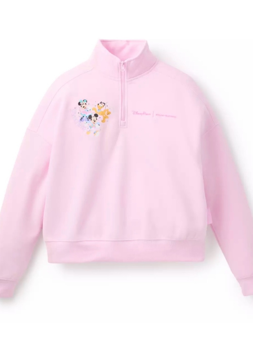 Stoney Clover Lane Light Pink Disney Character Half-Zip Sweatshirt